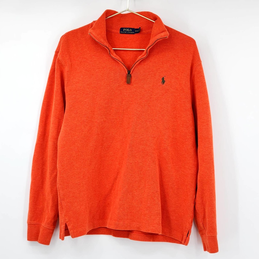 Polo Ralph Lauren Red Orange Size Medium Pullover Quarter Zip Mens